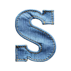 Jeans letters S, Denim alphabet, PNG file. Generative AI