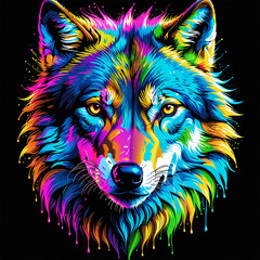 A mesmerizing piece of art featuring a neon-colored animal against a dark backdrop, accentuated...