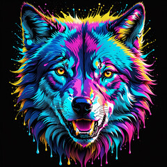 A mesmerizing piece of art featuring a neon-colored animal against a dark backdrop, accentuated...