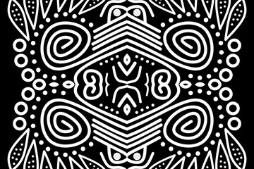 Beautiful aesthetic batik ethnic dayak line art pattern for traditional indonesian culture background 