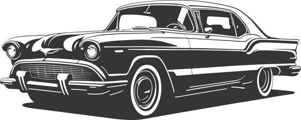Classic american car style. Vintage vehicle vector illustration. Modern print design of retro machine. © SolaruS