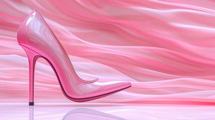 Pink High heels running a marathon, stepping up to the challenge isolate on soft color background
