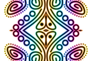 Beautiful aesthetic batik ethnic dayak line art pattern for traditional indonesian culture background 