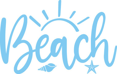 Beach clip art design on plain white transparent isolated background for card, shirt, hoodie, sweatshirt, apparel, tag, mug, icon, poster or badge