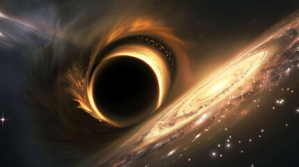 Ultra-high-definition image of a black hole as seen from space - obrazy, fototapety, plakaty