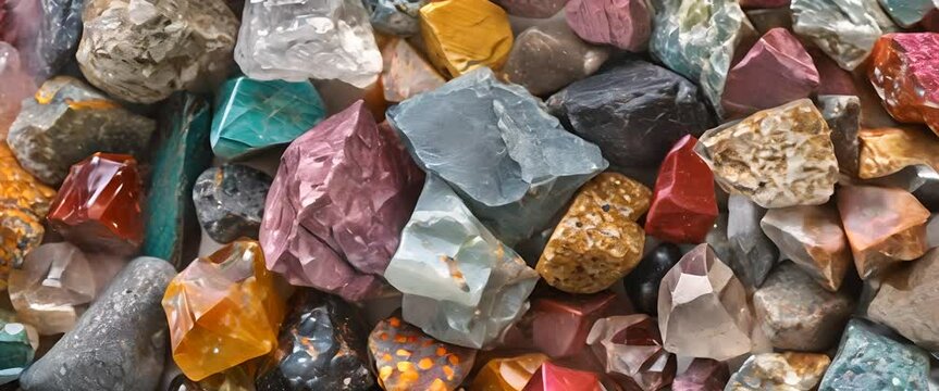 Zoomed in on a geologist's rock samples collection,