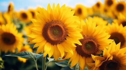 Obraz premium A sunny day in a sunflower farm