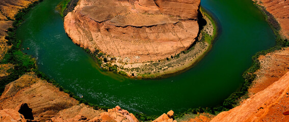 Horshoe Bend Famous View of Colorado River in Canyon with Red Rock