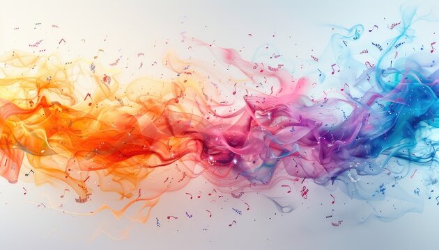 A colorful, swirling line of musical notes by AI generated image