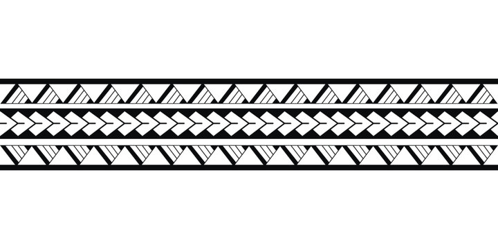 Maori Polynesian tattoo bracelet. Tribal sleeve seamless pattern vector.