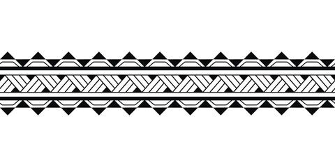 Maori Polynesian tattoo bracelet. Tribal sleeve seamless pattern vector.