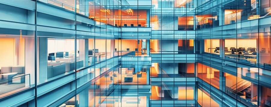 An office building with an integrated fire and security alarm system, ensuring employee safety through coordinated alerts