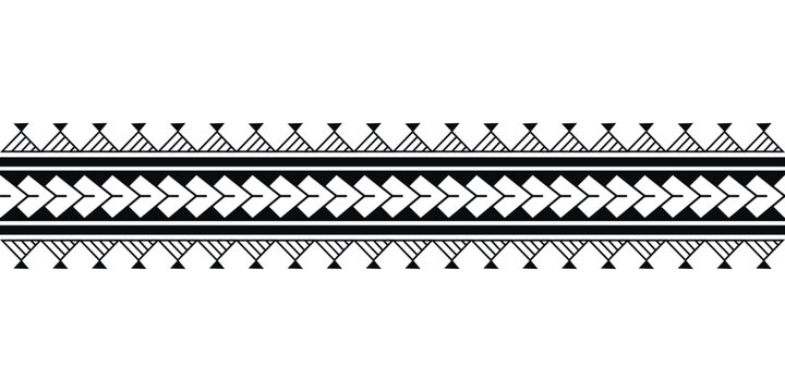 Maori Polynesian tattoo bracelet. Tribal sleeve seamless pattern vector.