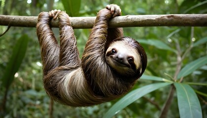 A-Sloth-With-Its-Limbs-Outstretched-Reaching-For-