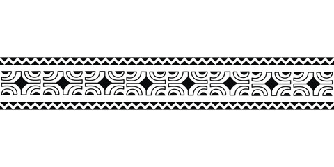 Maori Polynesian tattoo bracelet. Tribal sleeve seamless pattern vector.