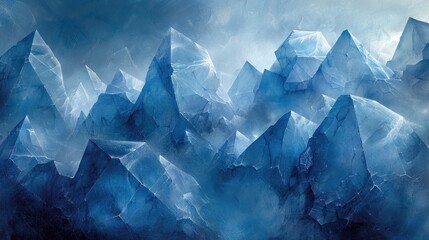 Translucent Blue Ice Crystals Texture Close-Up. Generative AI