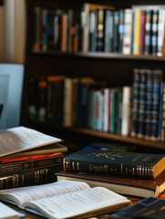 Fototapeta premium A series of books on financial markets, investment strategies, and economic theories on a desk