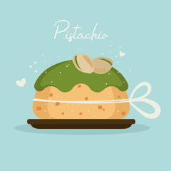 Flat Design Illustration with Pudding at Pistachio