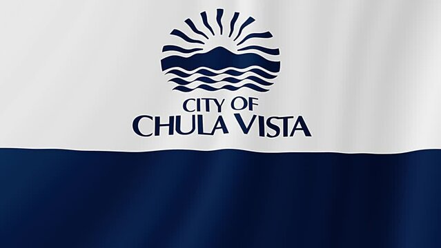 Chula Vista, California Waving Flag. Realistic Flag Animation.