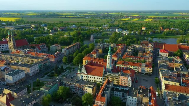 Panorama Market Square Odra Brzeg Ratusz Rynek Aerial View Poland