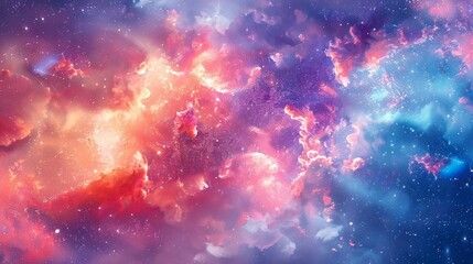 Paint splashes forming a cosmic nebula, abstract universe creation isolate on soft color background