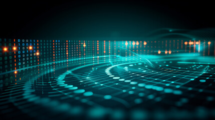 Blue and Orange Abstract Digital Dot Technology Background