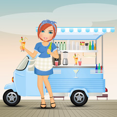 girl sells fresh cocktails