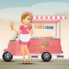 girl sells ice creams