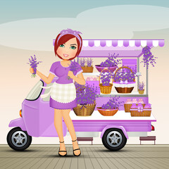 girl sells lavender