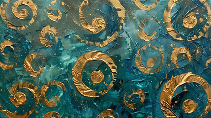 Serene Swirls of Teal: An Abstract Oil Odyssey