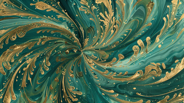 Swirls of Serenity: An Abstract Oil Odyssey in Teal