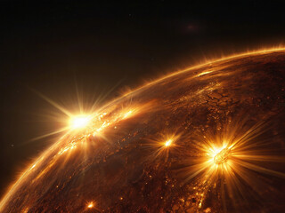 3d view of the sun in space