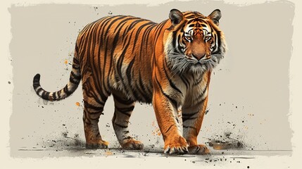 Obraz premium Majestic Tiger Stalking Forward With Artistic Flair