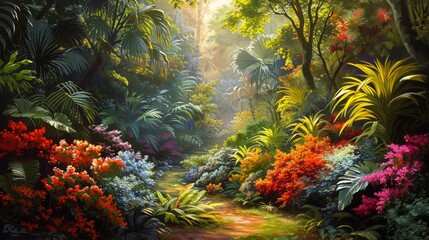 Fototapeta na wymiar Captivating view of a vibrant, lush garden, alive with color and life, nature's masterpiece