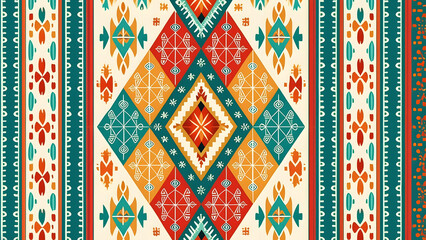 Seamless Ethic Pattern Tribal Motifs Inspired by African and Nomadic Carpets and Rugs. Can be used as background, backdrop, textiles or illustration vector.