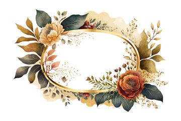 Floral vector frame. Watercolor flower illustration. Celebration background.