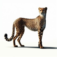 Image of isolated cheetah against pure white background, ideal for presentations
