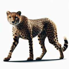 Image of isolated cheetah against pure white background, ideal for presentations
