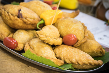 Fried dumplings with mutton. Traditional Tatar and Ukrainian cuisine