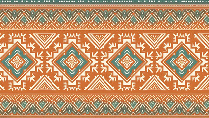 Seamless Ethic Pattern Tribal Motifs Inspired by African and Nomadic Carpets and Rugs. Can be used as background, backdrop, textiles or illustration vector.