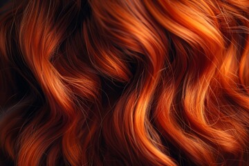 This image captures the vivacious and dynamic texture of carefully styled auburn curly hair - obrazy, fototapety, plakaty