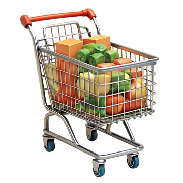 supermarkit troli with shopping box