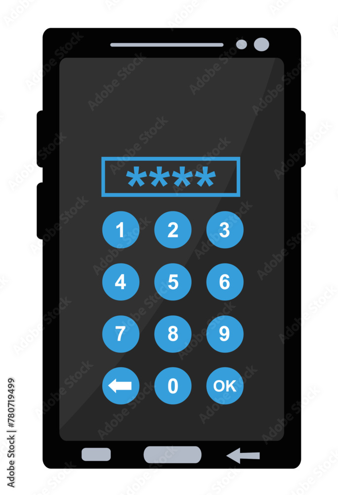 Poster vector illustration icon of numeric keypad smart phone access and security system