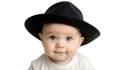 Black hat on baby isolated on transparent background