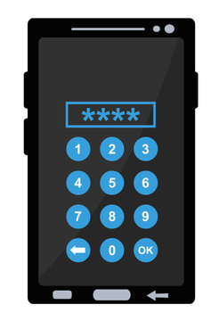 vector illustration icon of numeric keypad smart phone access and security system