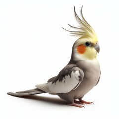 Image of isolated cockatiel against pure white background, ideal for presentations
