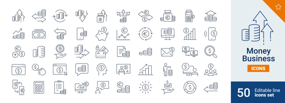 Money icons Pixel perfect. Economy, bank, trade, ...	
