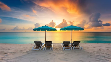 Fotobehang sunset on the beach © Andromeda