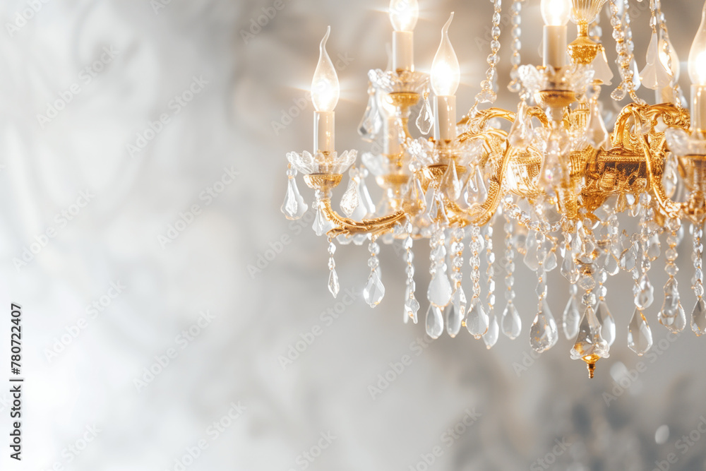 Poster detail of a classic golden pendant lamp. background image. created with generative ai technology.