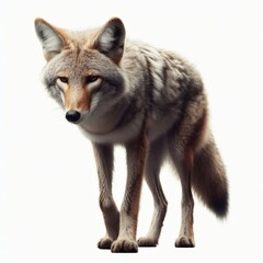 Image of isolated coyote against pure white background, ideal for presentations
